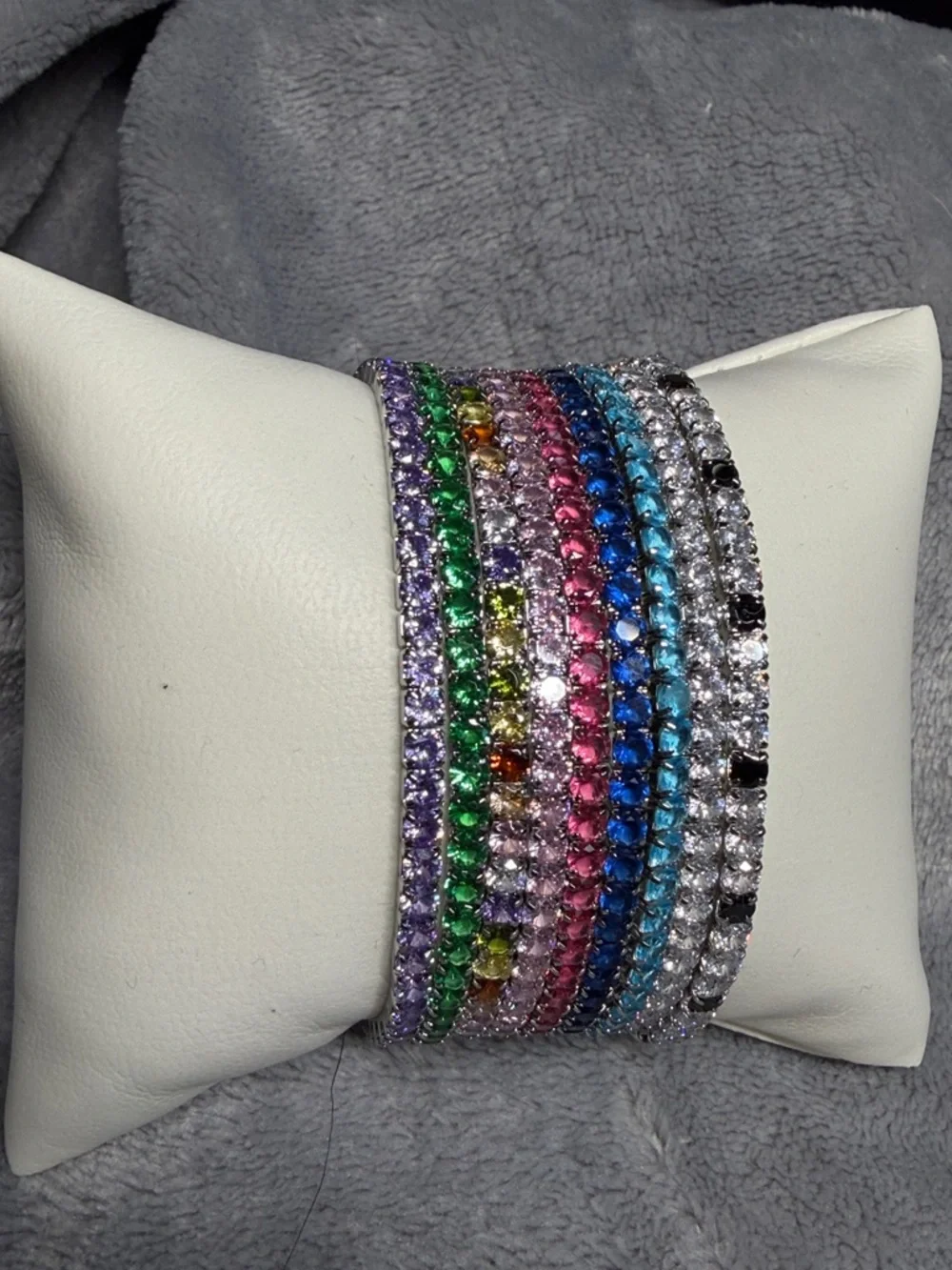 Stainless Steel Stretchy Silver Tone Tennis Bracelet - Picture 4 of 4